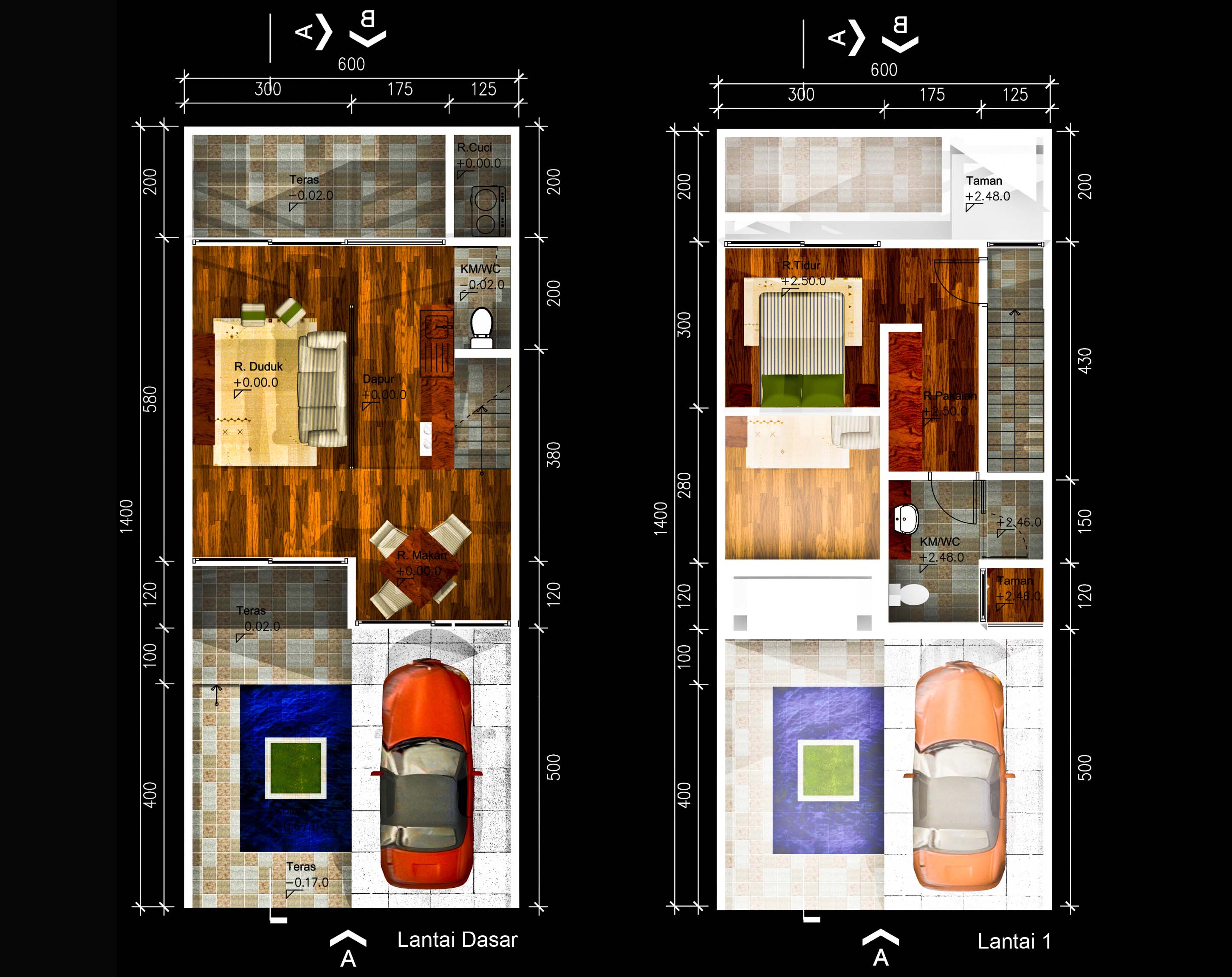 2016 Desain Dan Denah Rumah Minimalis 2 Lantai Type 36 Sketsa
